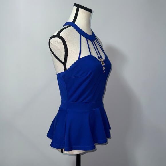 Papaya Royal Blue Peplum Halter Top – Medium - Picture 3 of 8